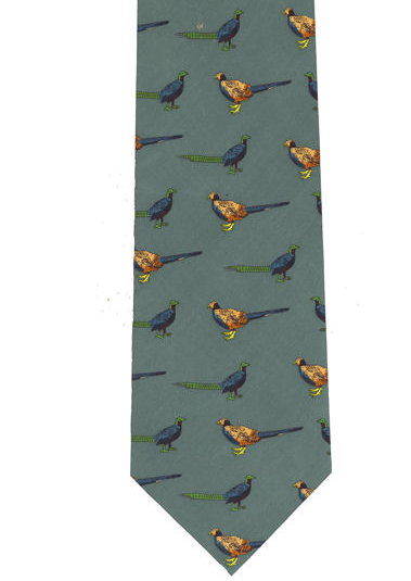 Pheasants Standing Tie (Green)